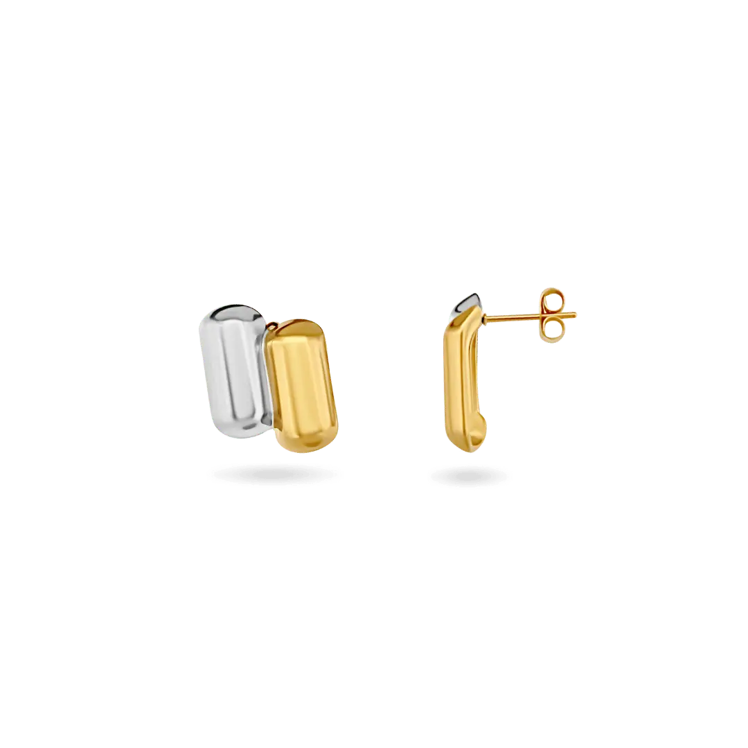 Arden’ Two-Tone Cylinder Earrings Earrings IceLink-LOVE