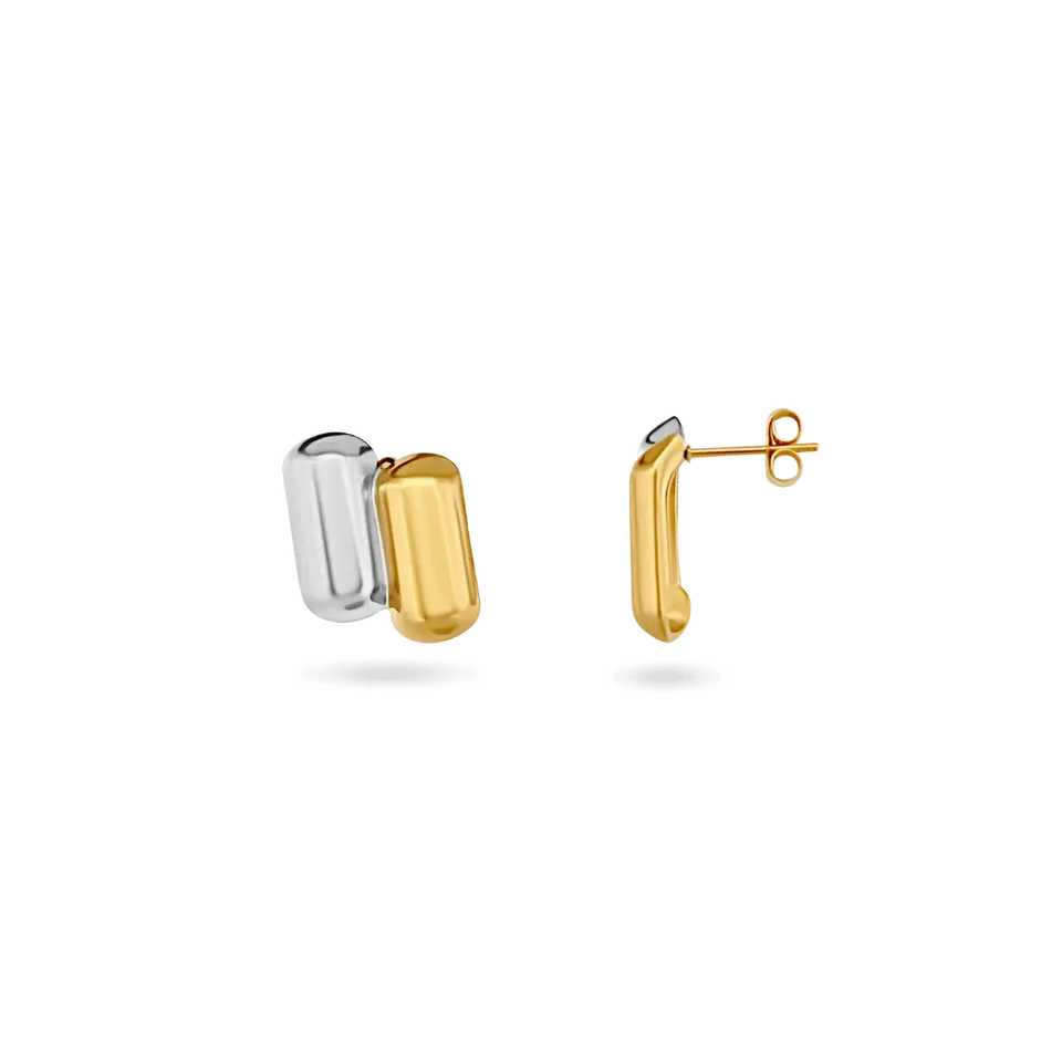 Arden’ Two-Tone Cylinder Earrings (Sample Sale) Earrings IceLink-LOVE