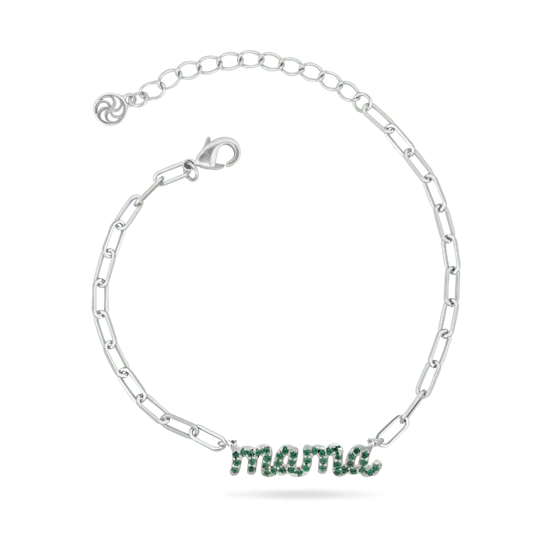 'Mama' Emerald Paperclip Bracelet Bracelets IceLink-ATL 14K White Gold Plated