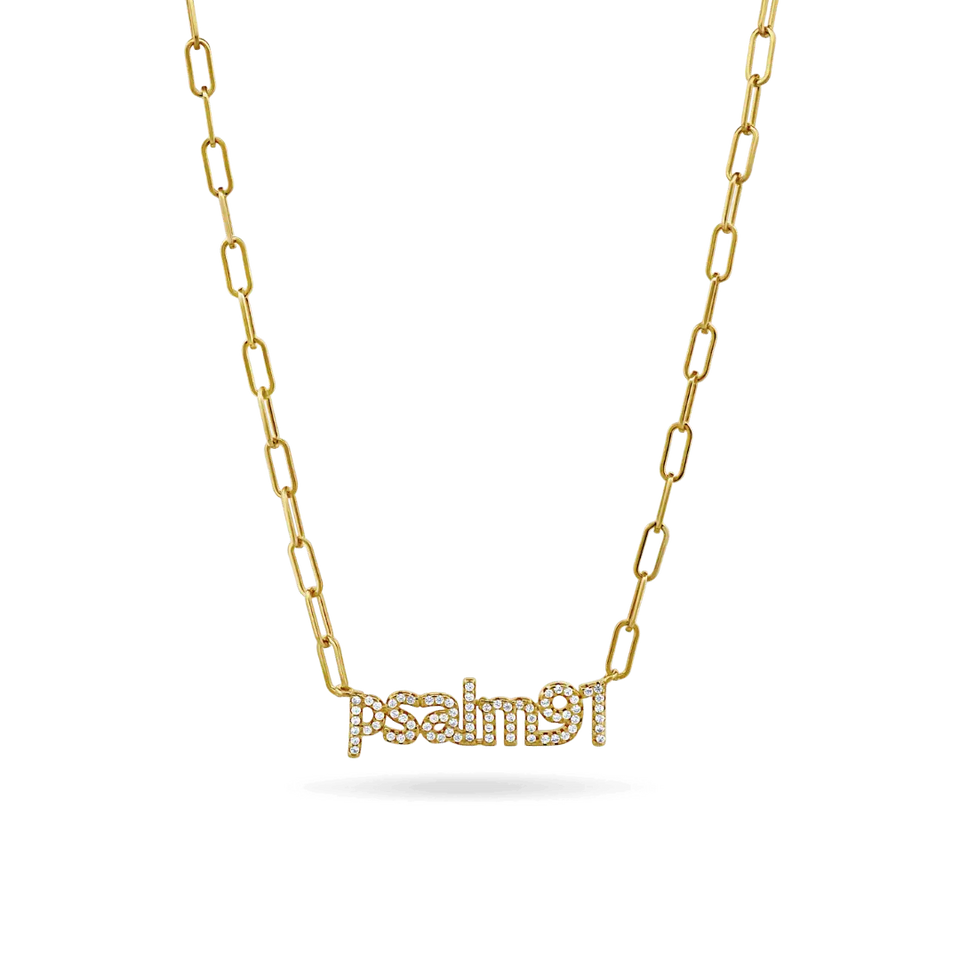 Psalm 91 Paperclip Necklace Bracelets IceLink-ATL 14K Gold Plated