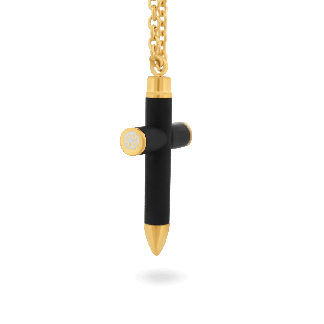 Axel Bullet Carbon Fiber Cross Necklace Necklaces IceLink-CLEEE