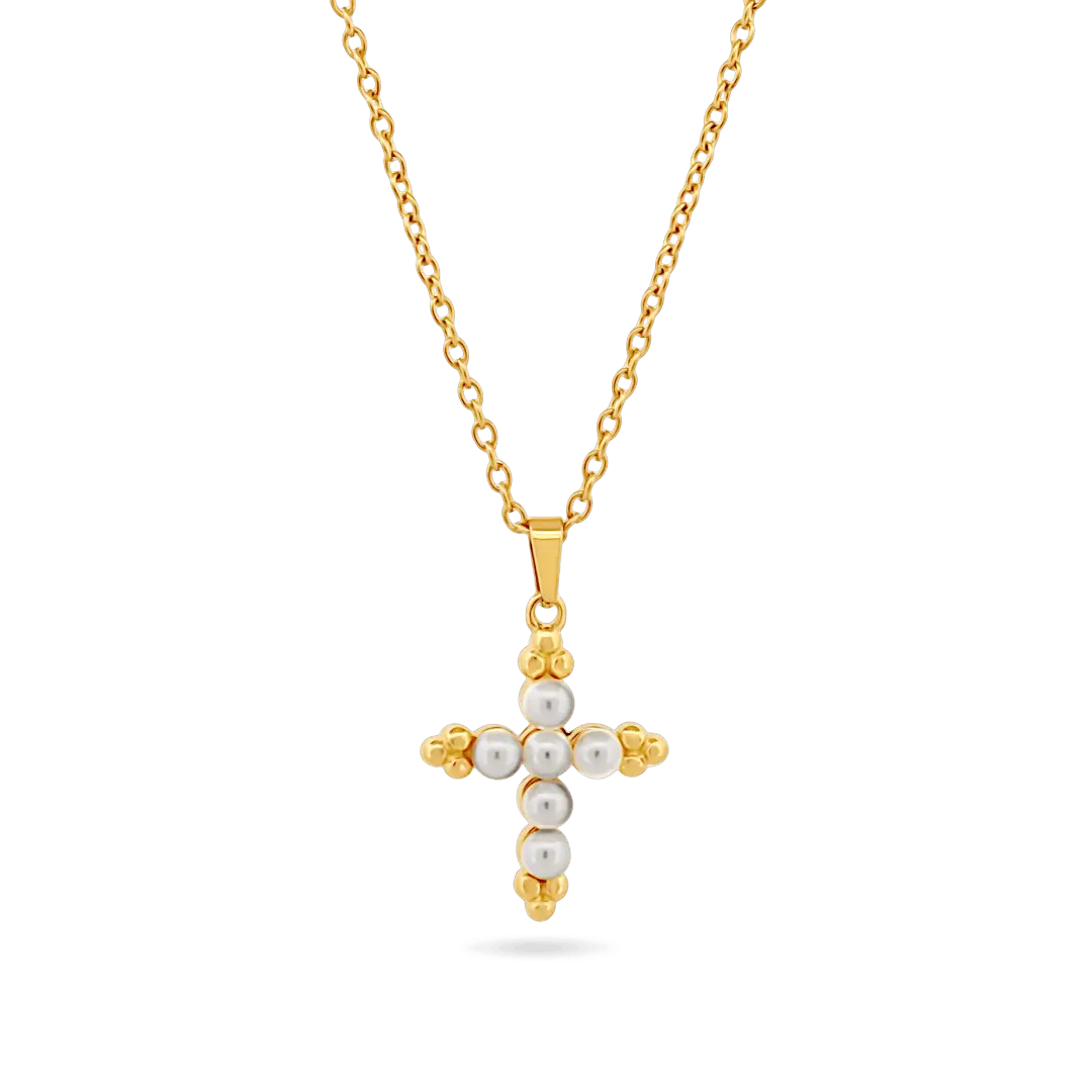 Colette Pearl Cross Necklace Necklaces IceLink-VRNA