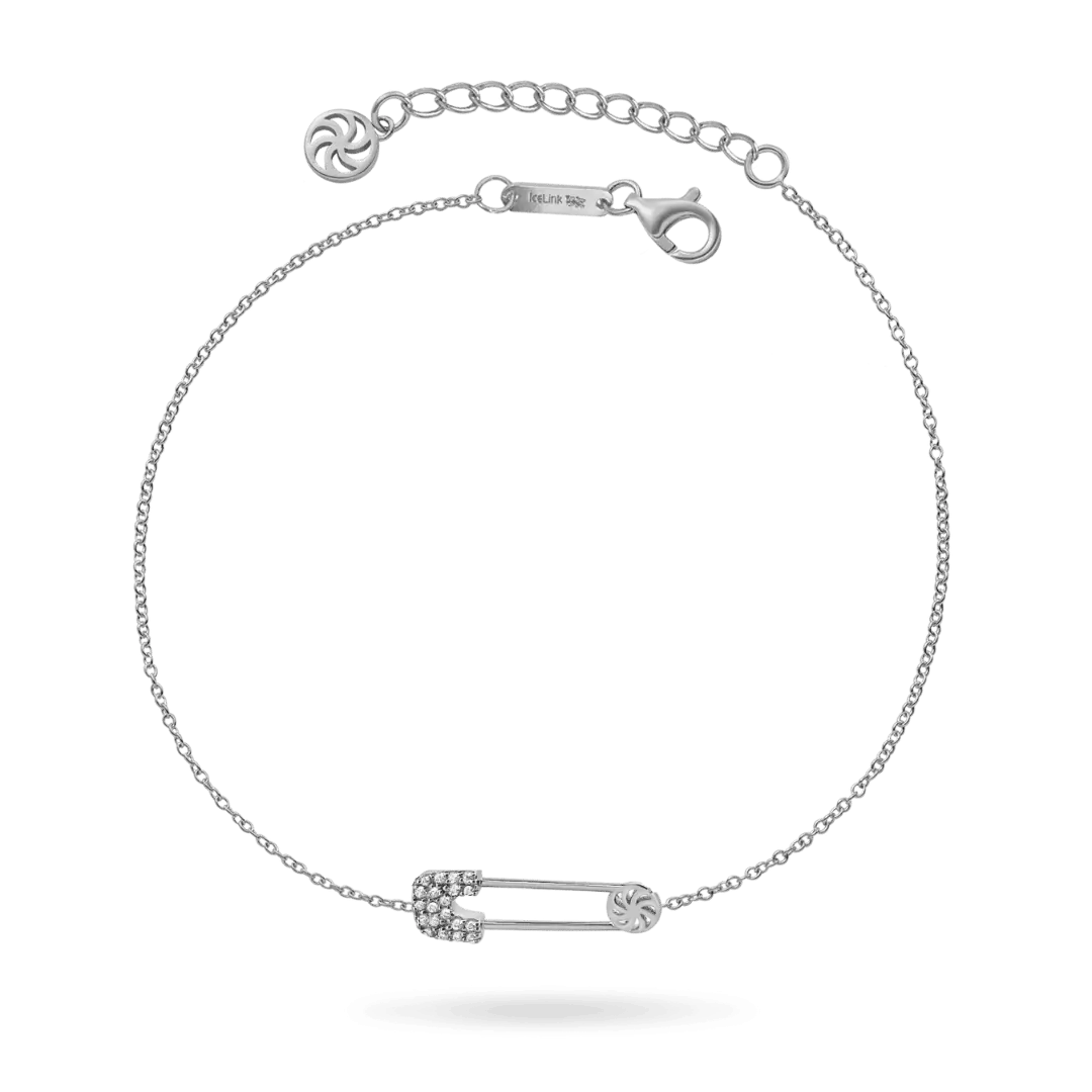 14K Safety Pin Bracelet Bracelets IceLink-SVN 14K White Gold