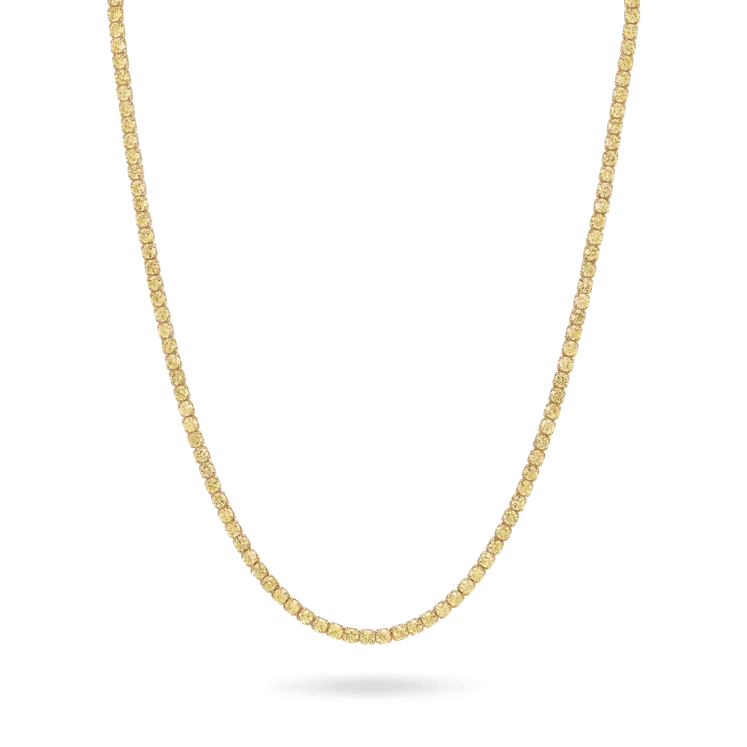 14K Gold Colorful Tennis Necklace 2.75mm Necklaces IceLink-CAL Yellow 16"