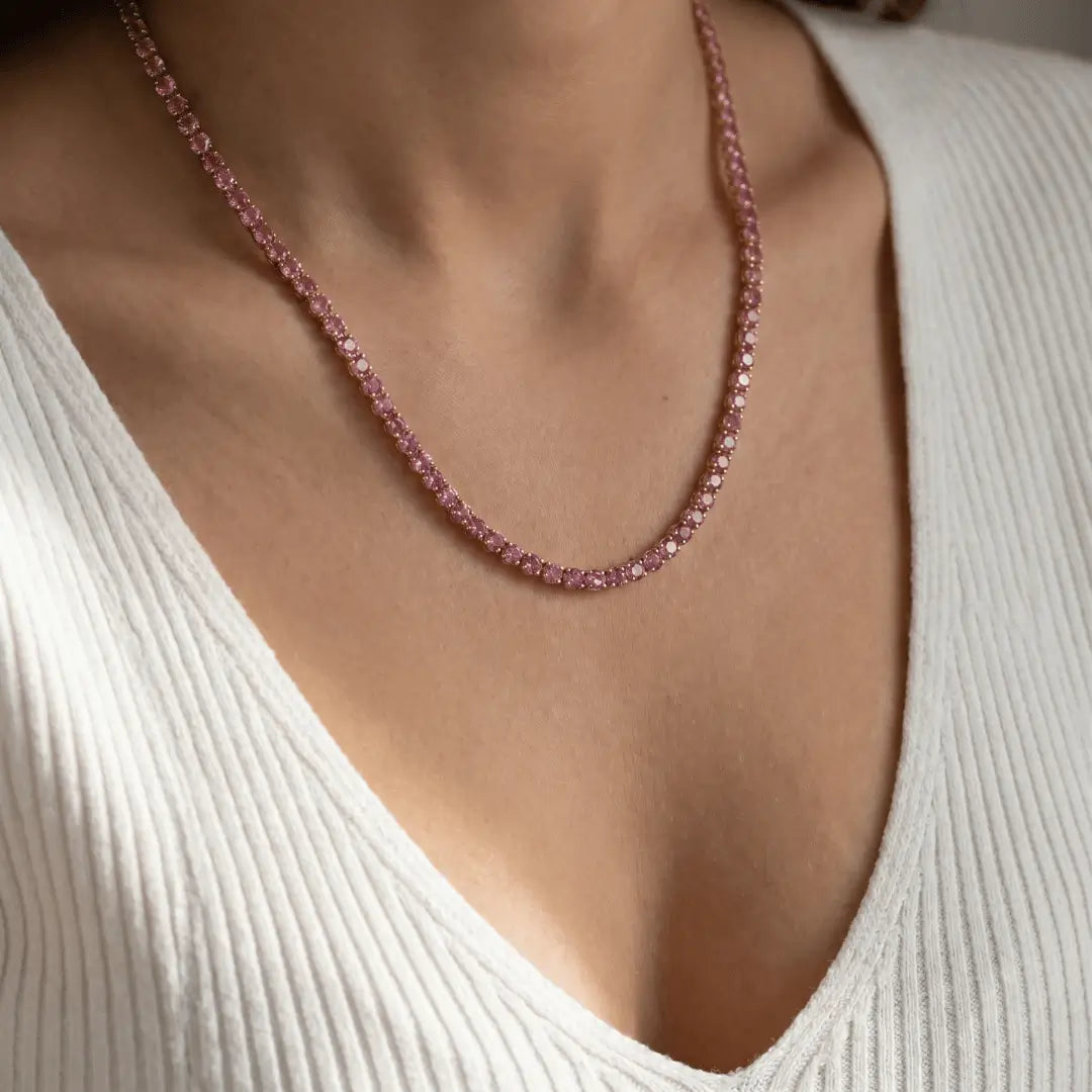 14K Gold Colorful Tennis Necklace 2.75mm Necklaces IceLink-CAL