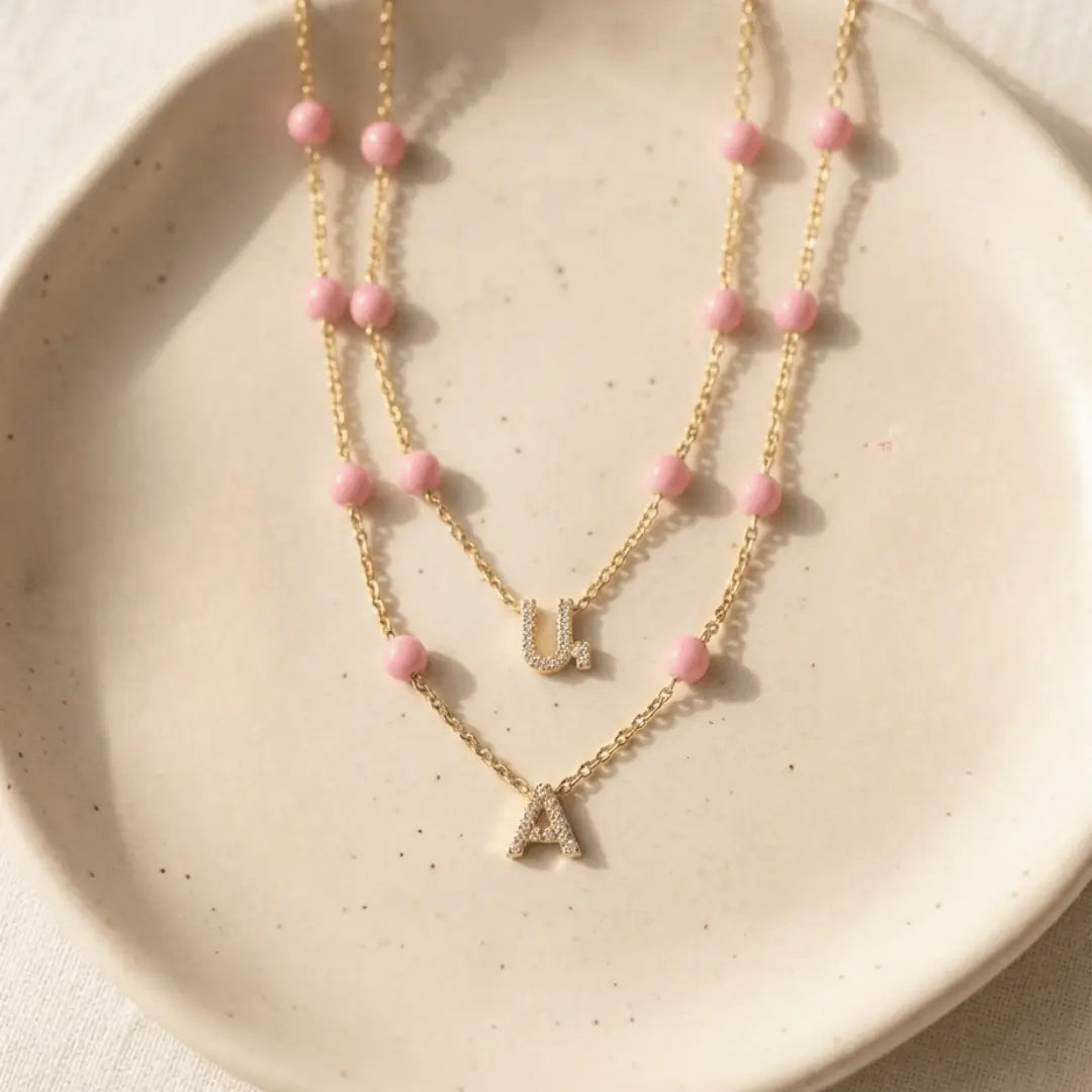 Pink 'True You' Initial Necklace Necklaces IceLink-ATL