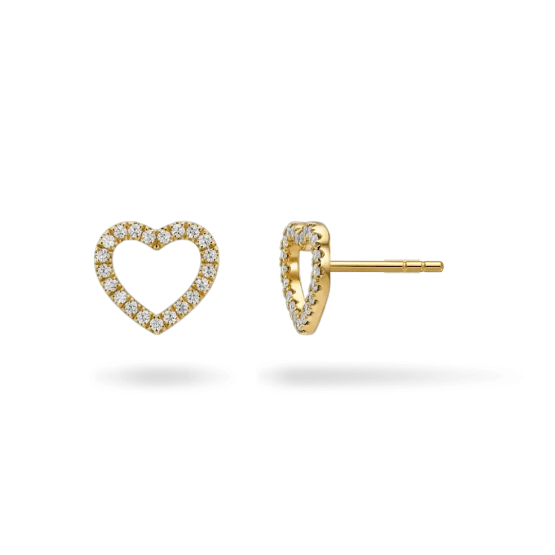 14K Big Heart Diamond Stud Earrings (Sample Sale) Earrings IceLink-SVN