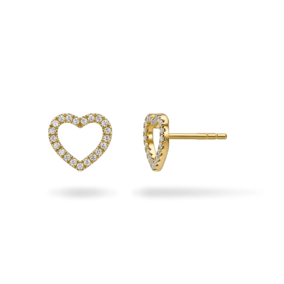 14K Big Heart Diamond Stud Earrings (Sample Sale) Earrings IceLink-SVN