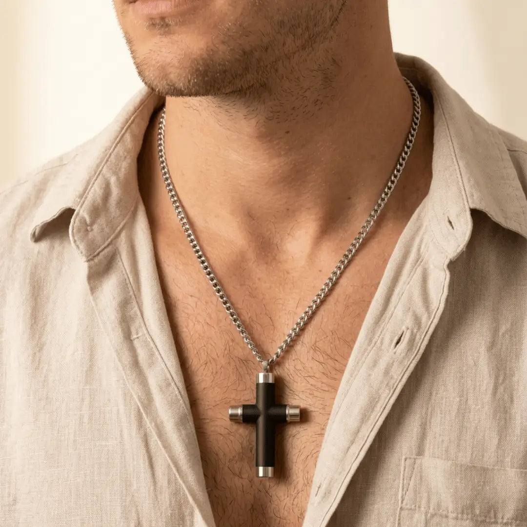 Cruz Carbon Fiber Cross Necklace Necklaces IceLink-CLEEE