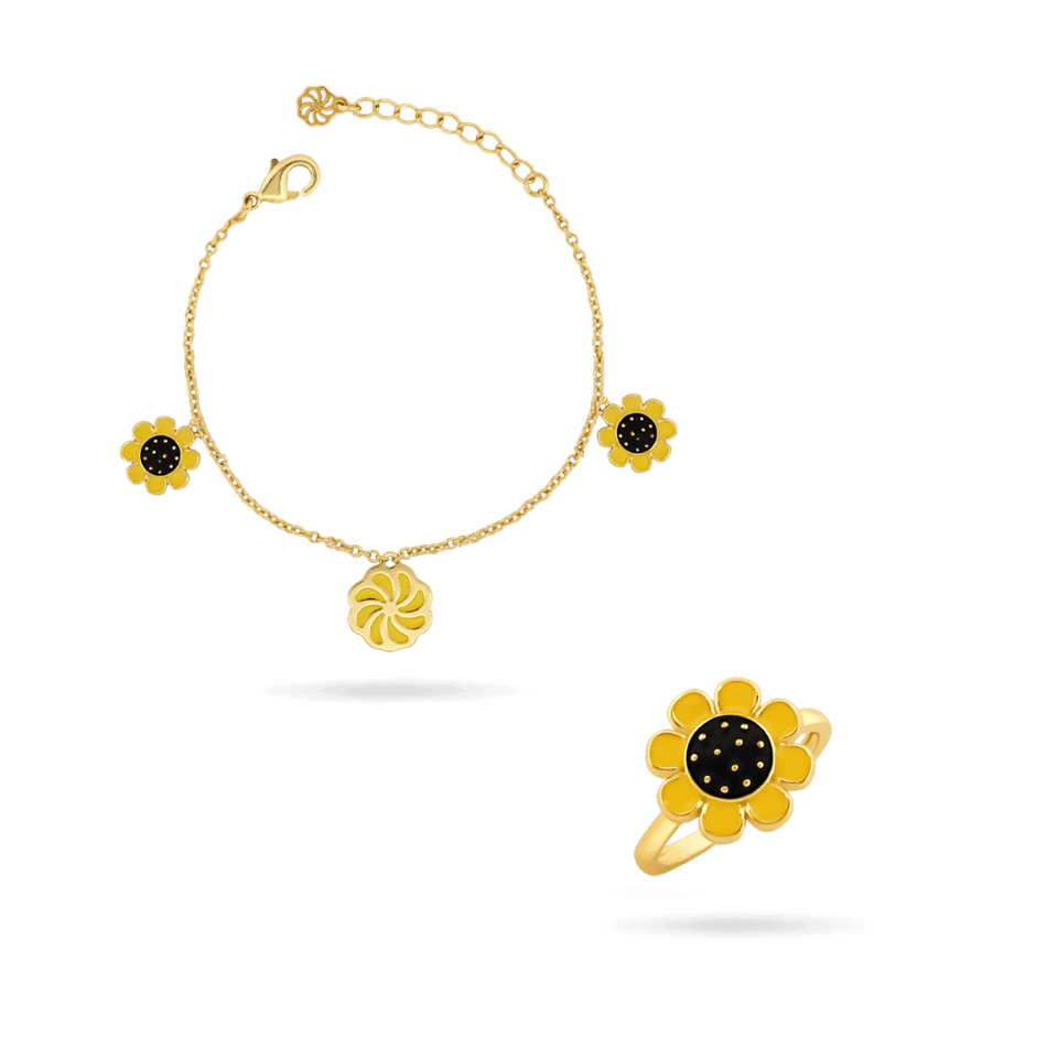 Kids ‘Sunny Bloom’ Charm Bracelet and Ring Set Bracelets IceLink-DONNA