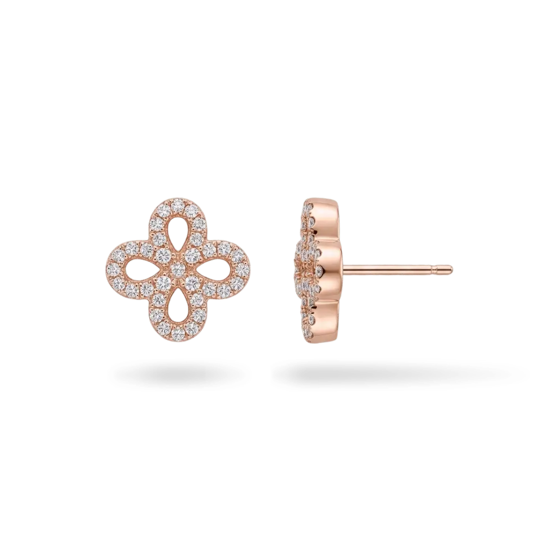 14K Clover Diamond Stud Earrings Earrings IceLink-SVN