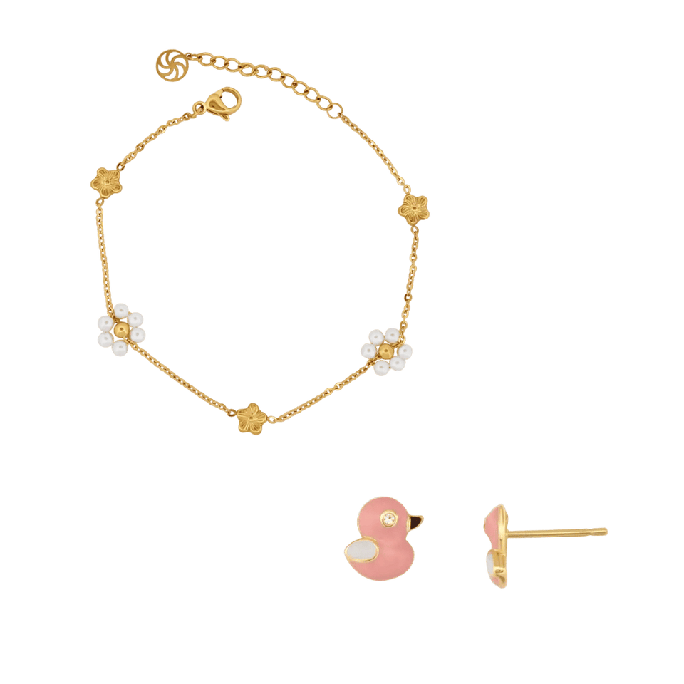 Pearl Duck Set Earrings IceLink-SKY Pink