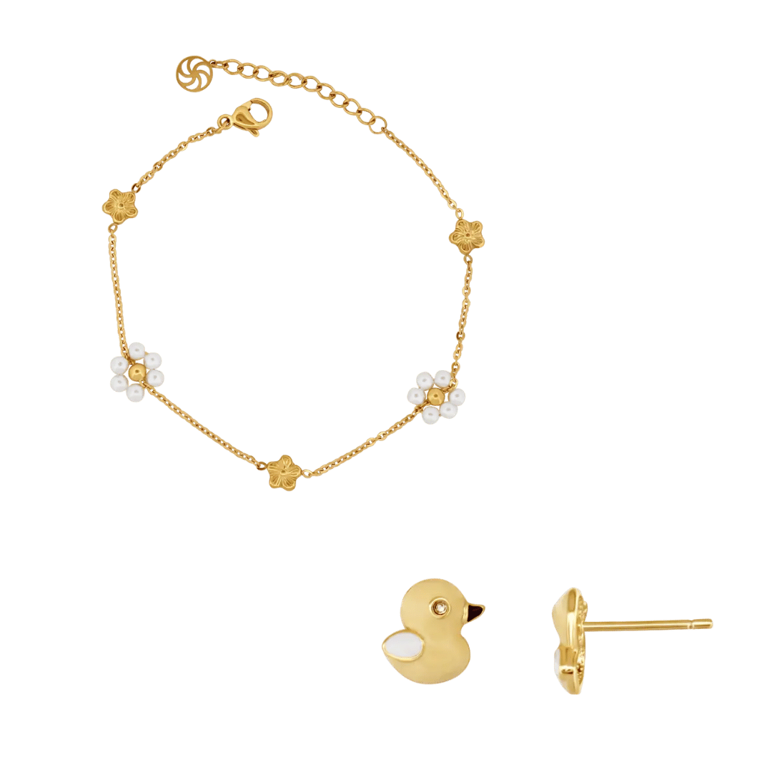 Pearl Duck Set Earrings IceLink-SKY Yellow