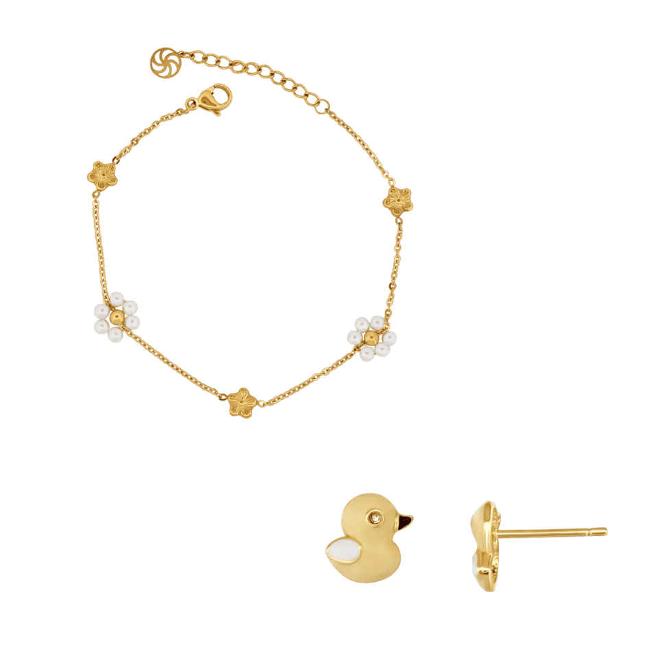 Pearl Duck Set Earrings IceLink-SKY Yellow