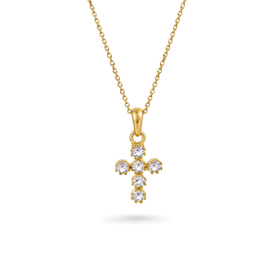14K White Cross Necklace Necklaces IceLink-SVN