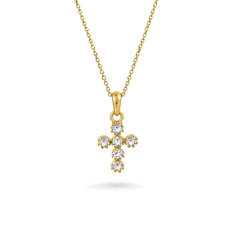 14K White Cross Necklace Necklaces IceLink-SVN
