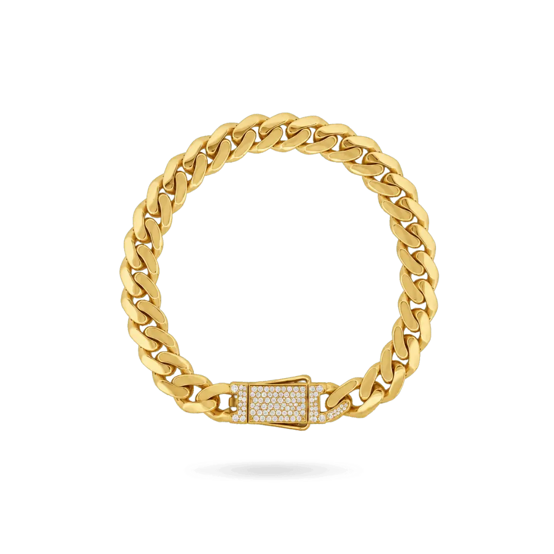 10K 9mm Hollow Monaco Cuban Link Bracelet Bracelets IceLink-CAL