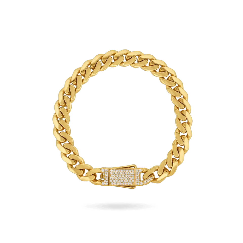 10K 9mm Hollow Monaco Cuban Link Bracelet Bracelets IceLink-CAL