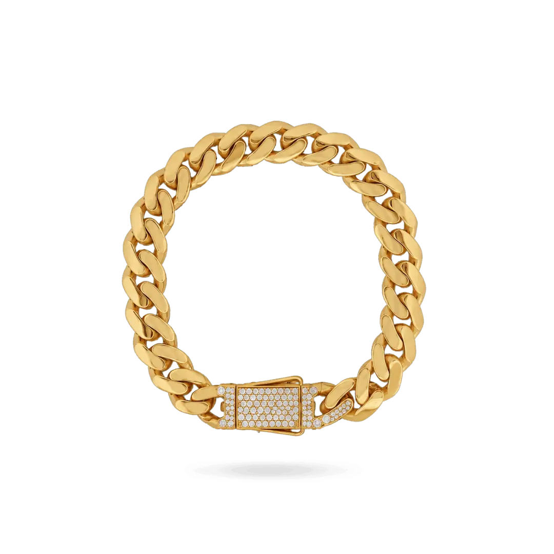 10K 11mm Hollow Monaco Cuban Link Bracelet Bracelets IceLink-CAL