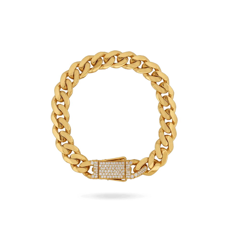 10K 11mm Hollow Monaco Cuban Link Bracelet Bracelets IceLink-CAL