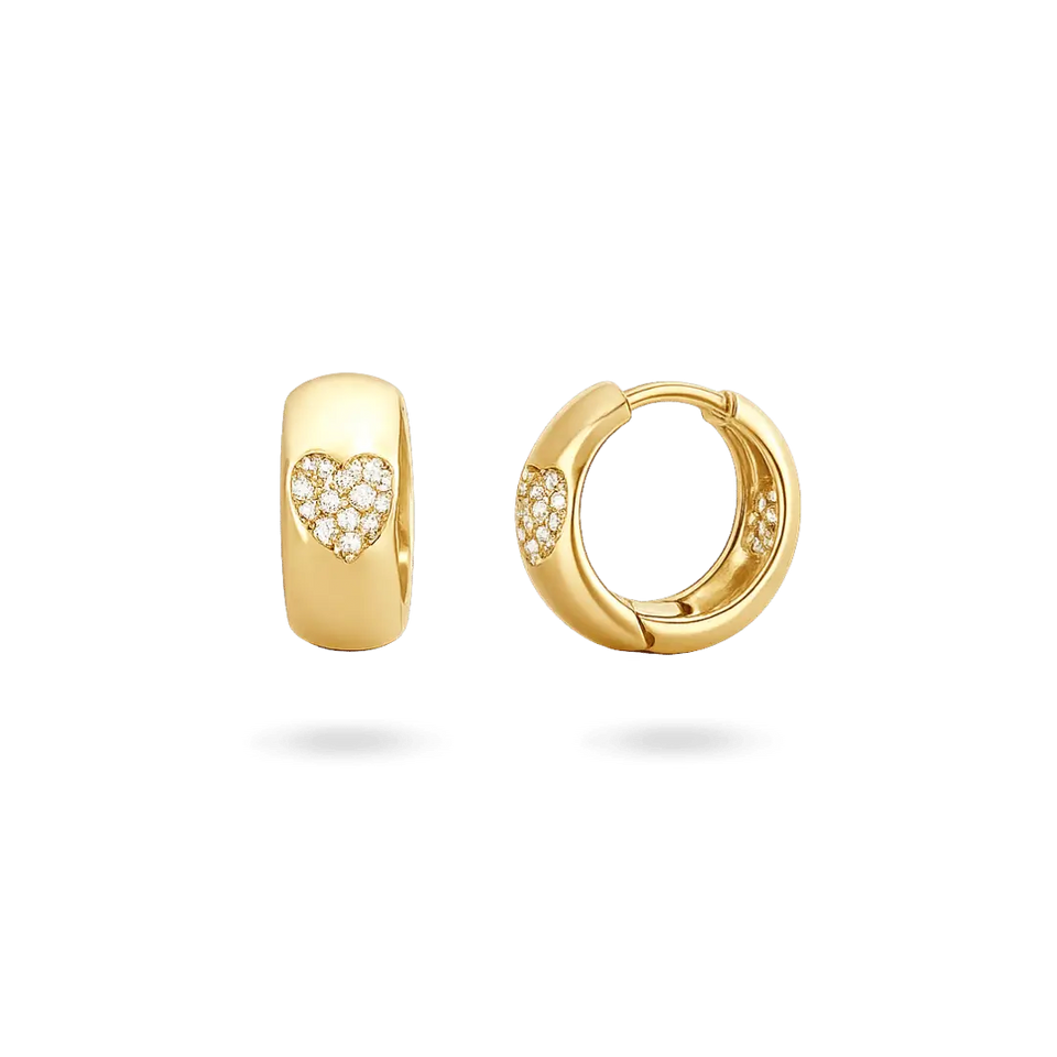 14K Dora Heart Huggies Earrings IceLink-CAL