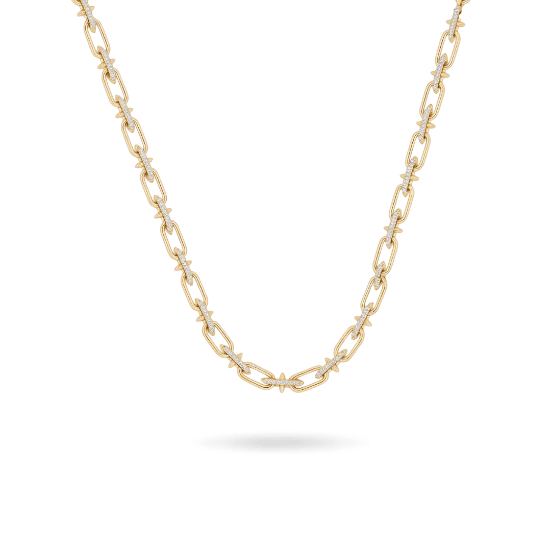Chrome Link Paperclip Necklace Necklaces IceLink-ATL 14K Gold Plated