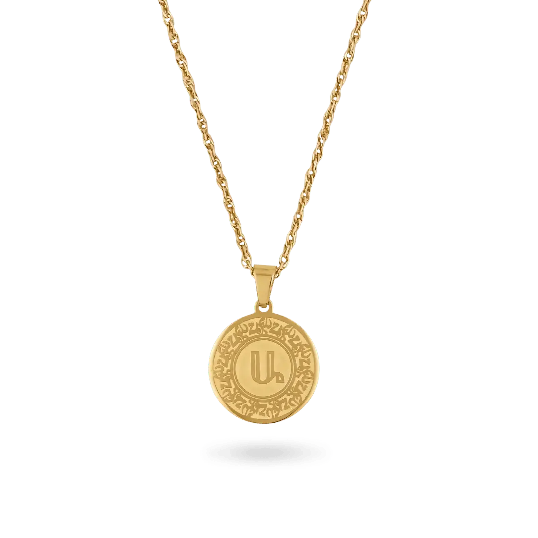 Armenian Initial Coin Necklace Necklaces IceLink-RAN Gold PVD Ա (Ani)