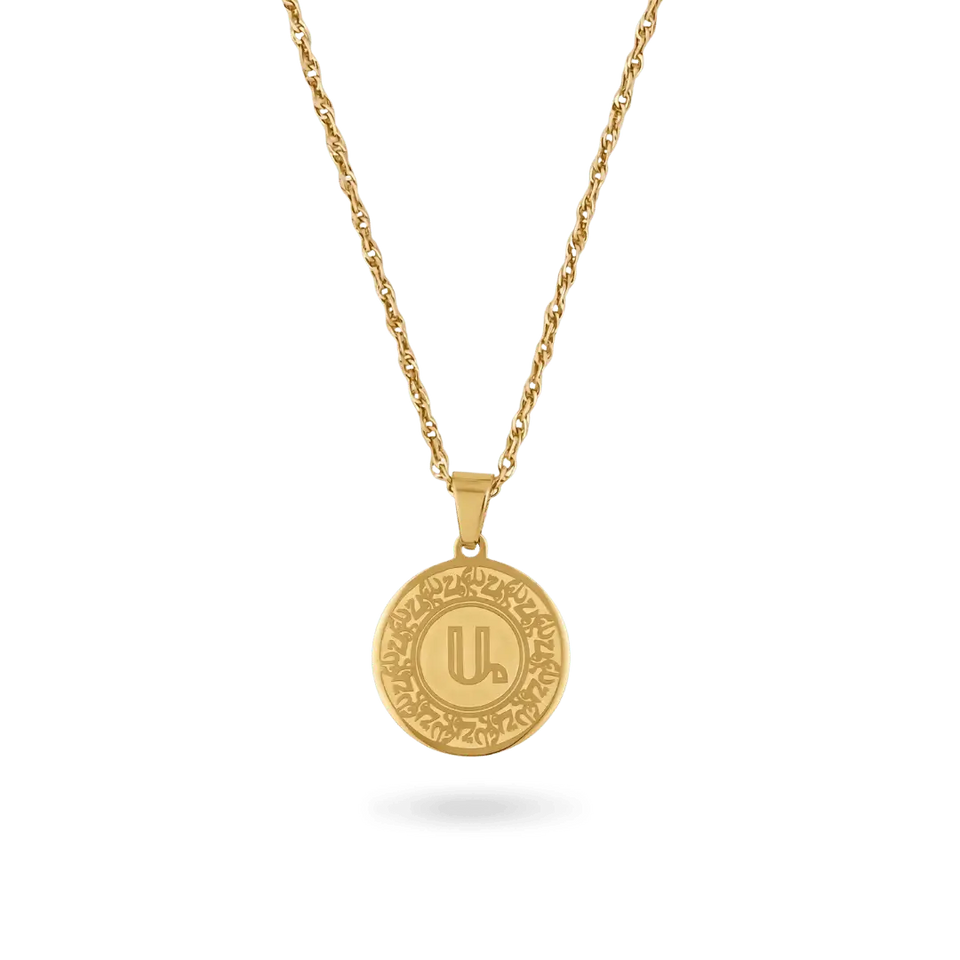 Armenian Initial Coin Necklace Necklaces IceLink-RAN Gold PVD Ա (Ani)
