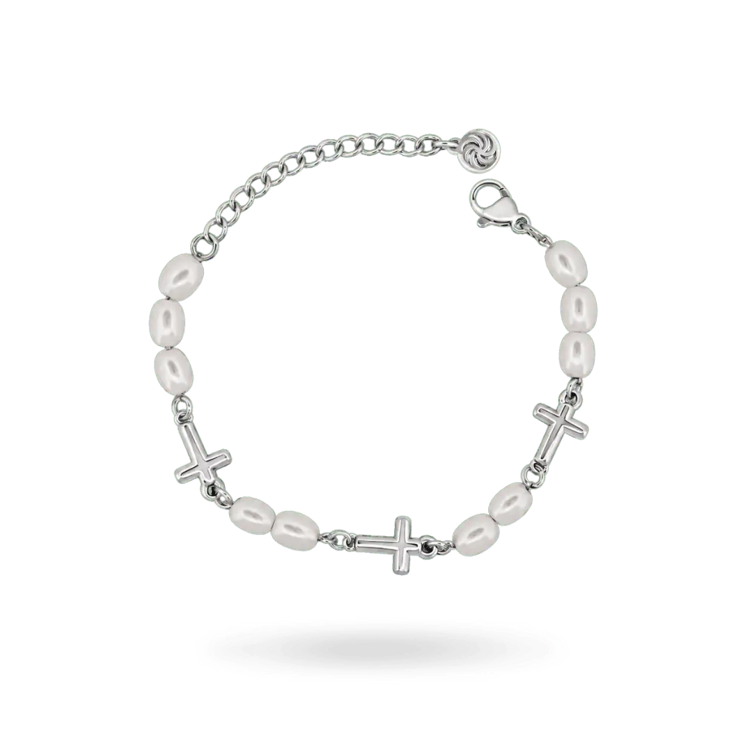 Azura Pearl Cross Bracelet Bracelets IceLink-VRNA Stainless Steel