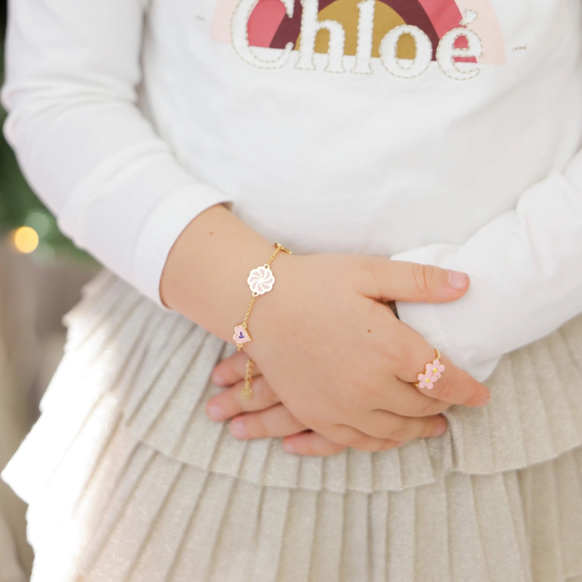 Kids Pink Double Bloom Ring Rings IceLink-DONNA