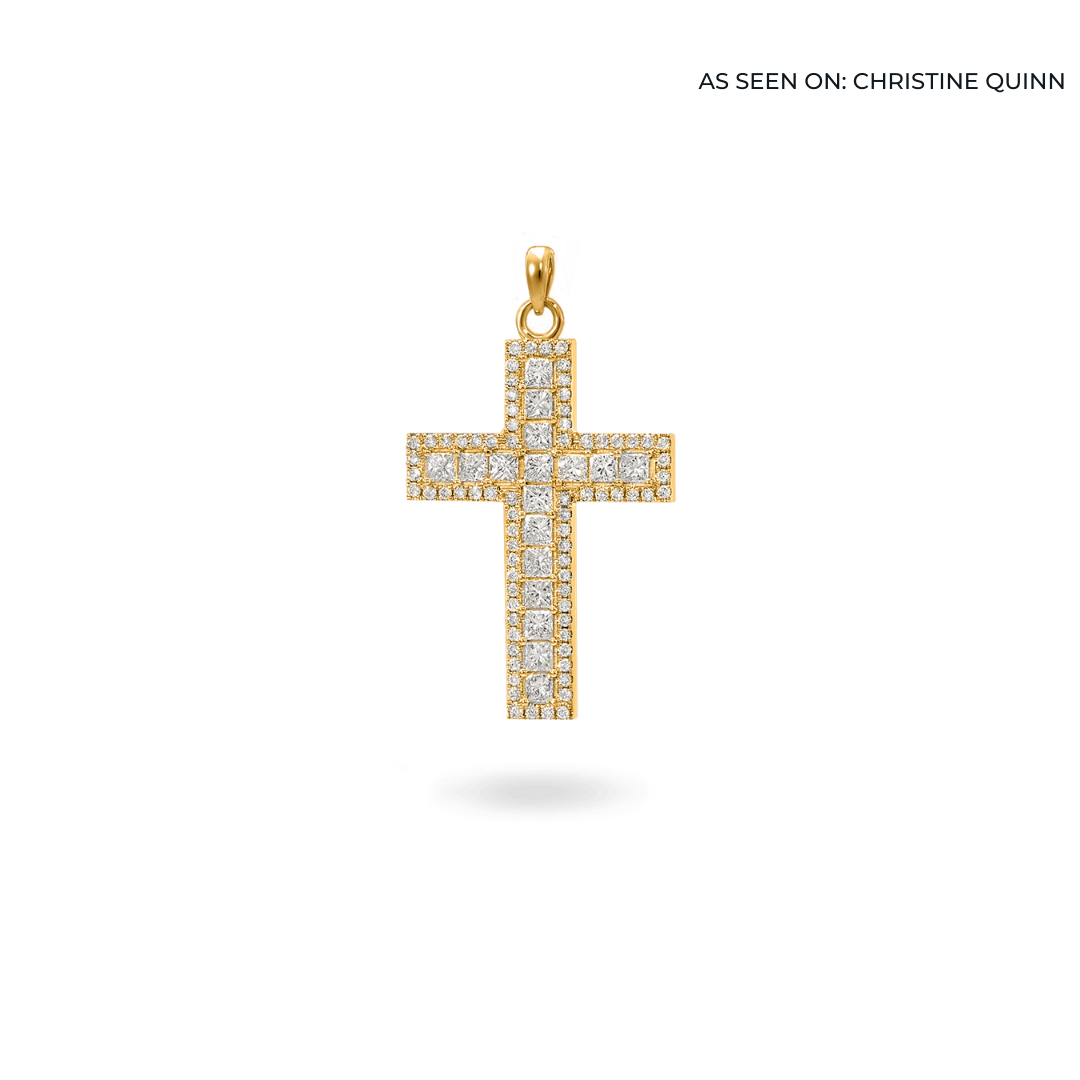 14K Bari Diamond Cross Necklaces IceLink-SVN