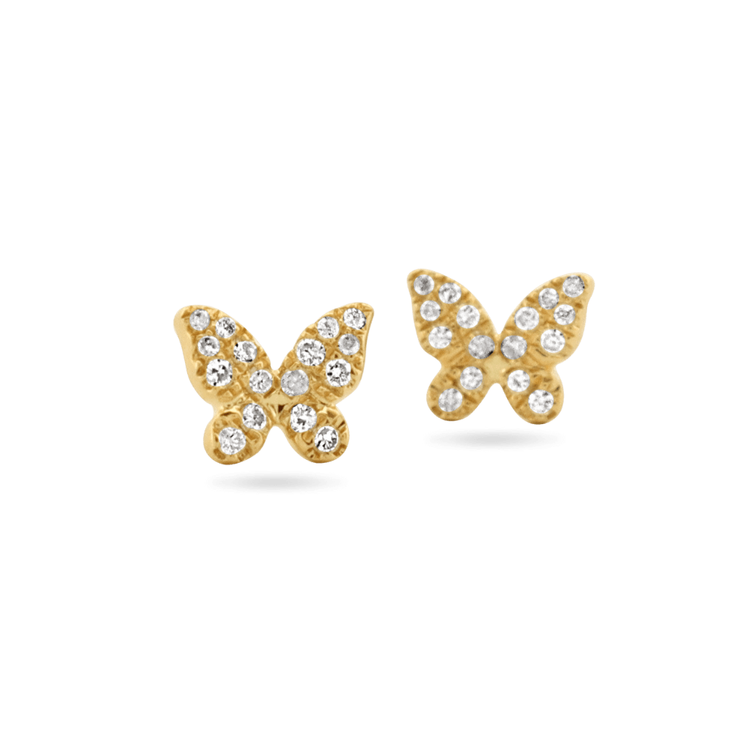 14K Bella Butterfly Diamond Stud Earrings Earrings IceLink-SVN