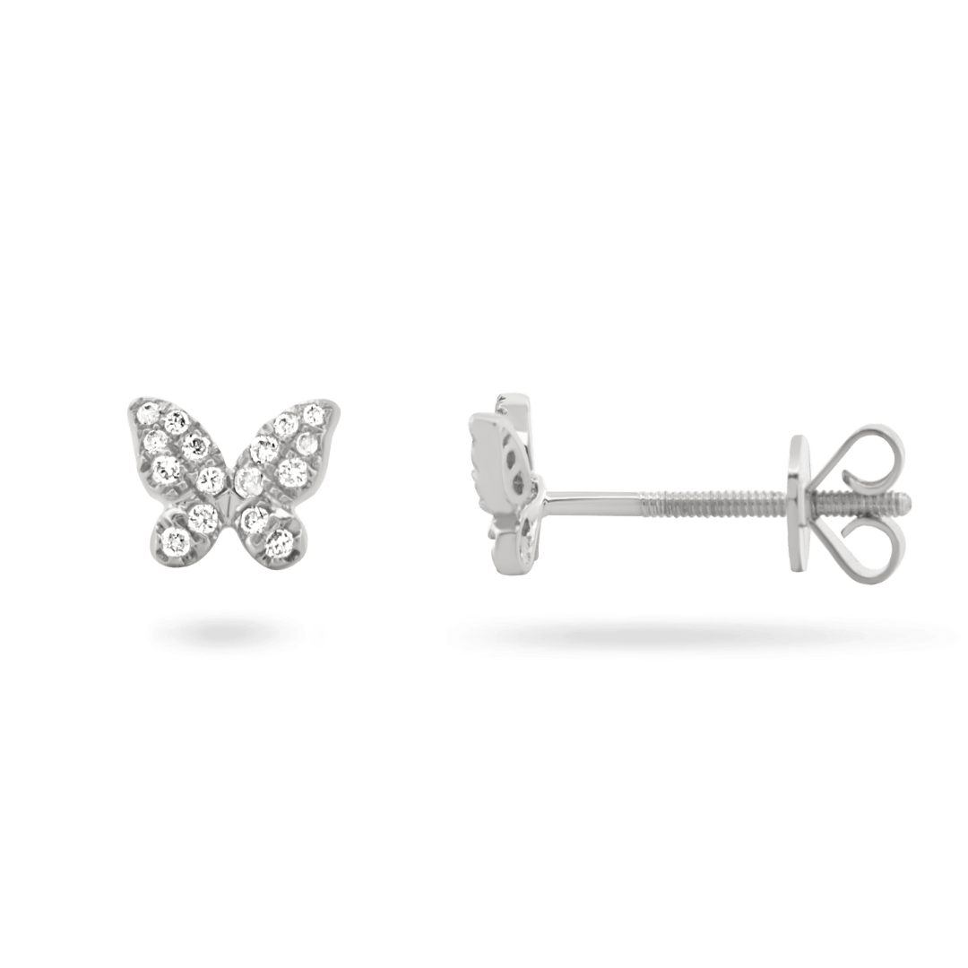 14K Bella Butterfly Diamond Studs Earrings IceLink-CAL 14K White Gold  