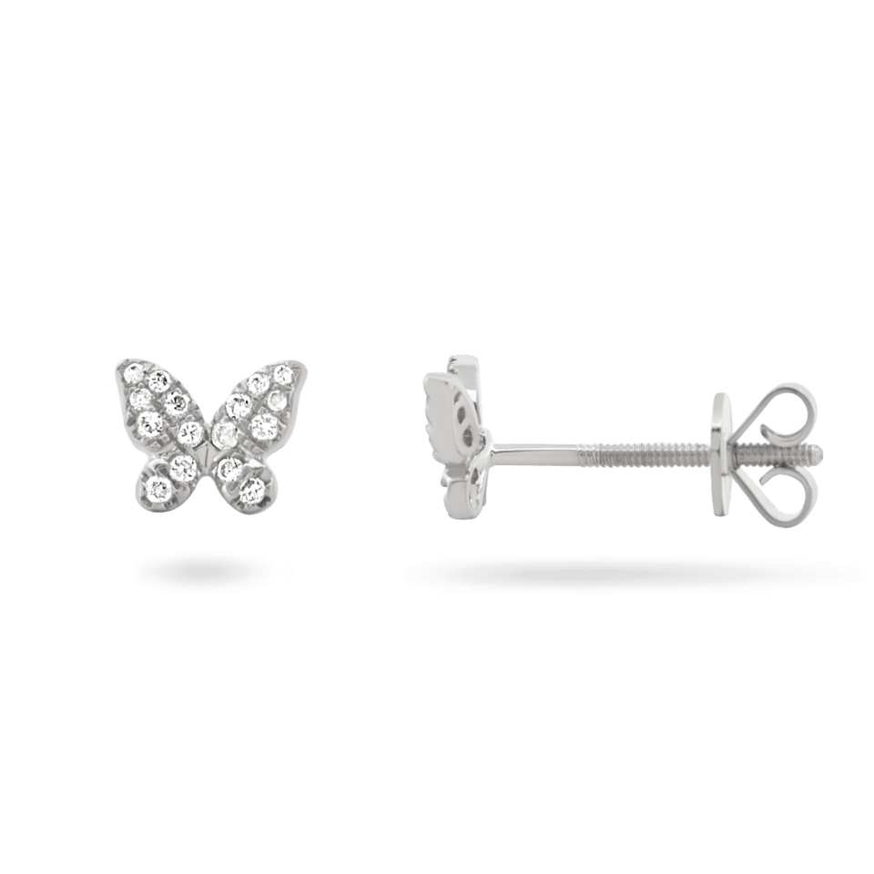 14K Bella Butterfly Diamond Stud Earrings Earrings IceLink-SVN 14K White Gold