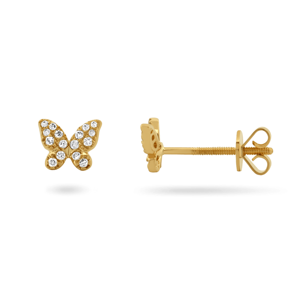 14K Bella Butterfly Diamond Stud Earrings Earrings IceLink-SVN 14K Gold