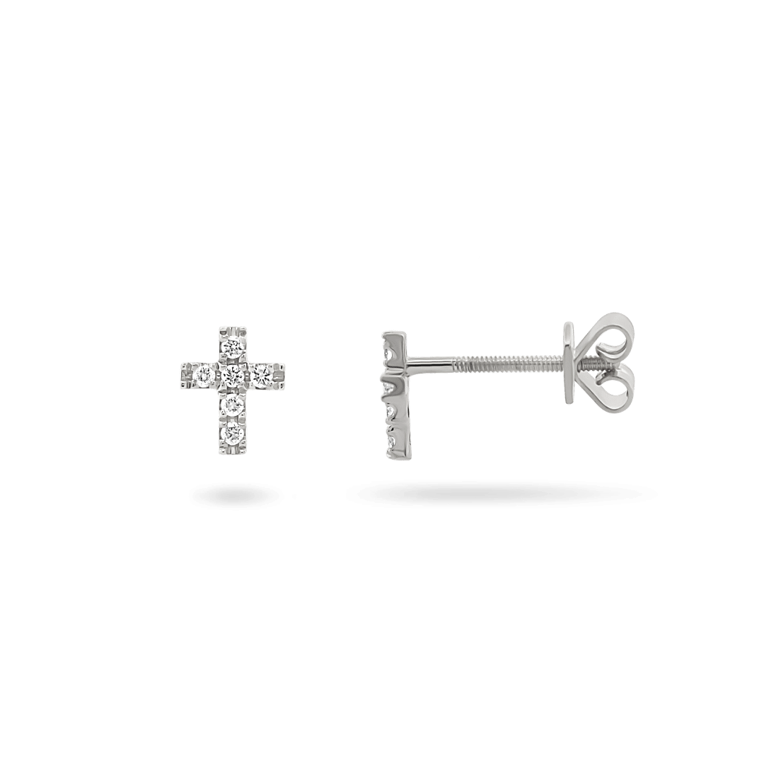 14K Chloe Cross Diamond Stud Earrings Earrings IceLink-SVN 14K White Gold