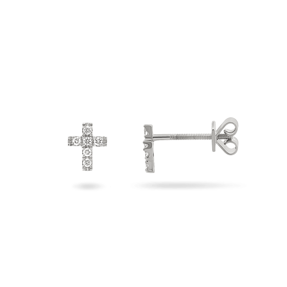 14K Chloe Cross Diamond Stud Earrings Earrings IceLink-SVN
