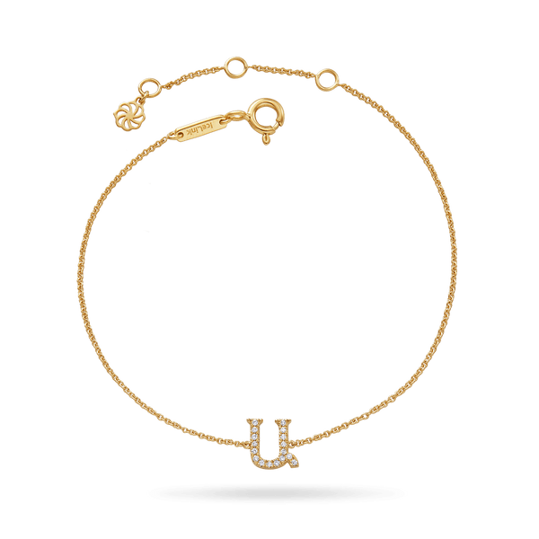 14K Diamond Armenian Initial Bracelet