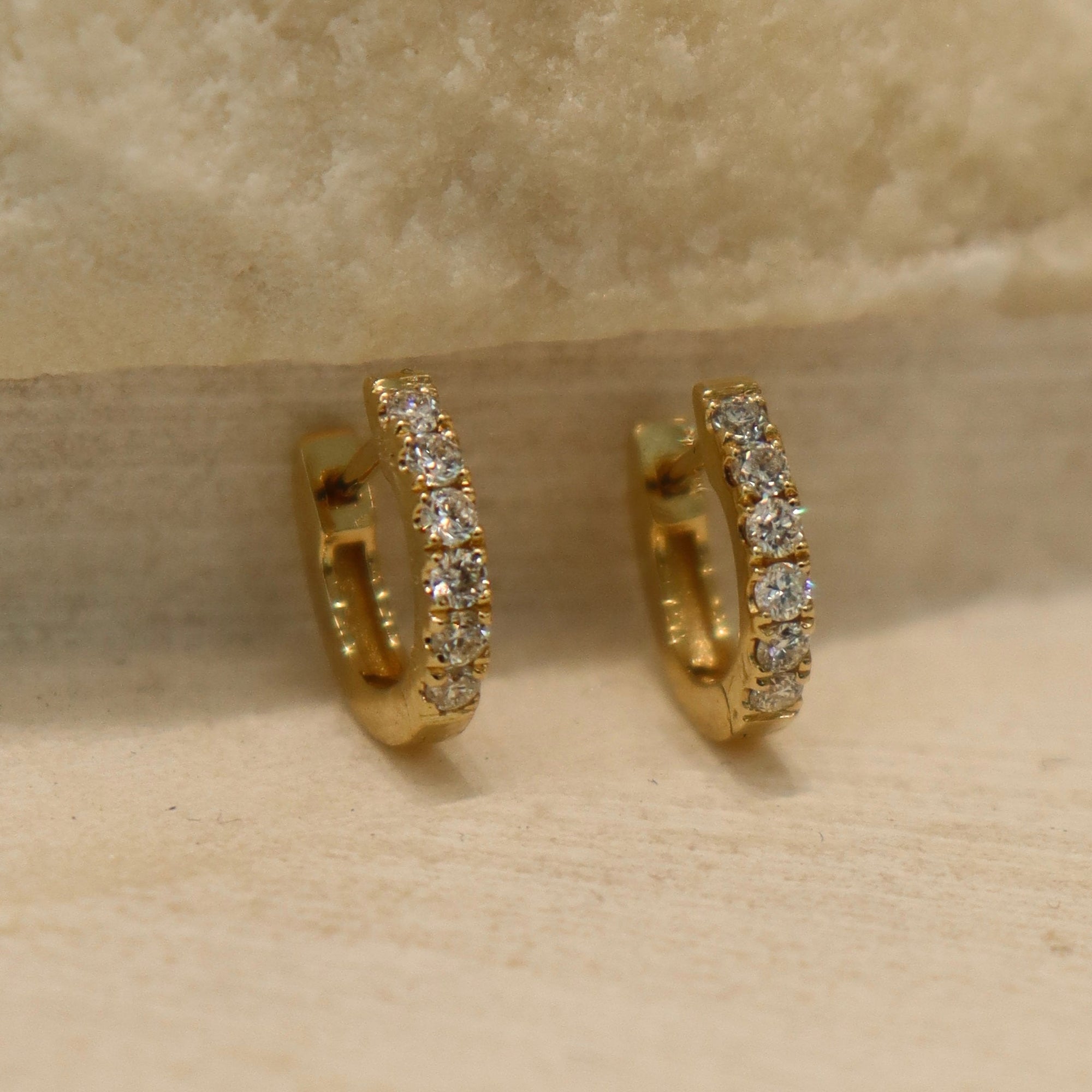 14K Hailey Huggies Earrings IceLink-SVN