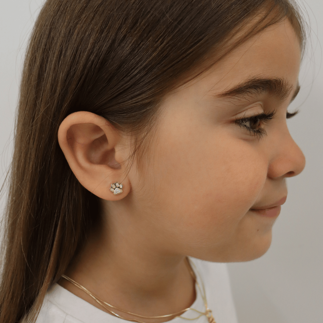 14K Dog Paw Diamond Stud Earrings (sample sale) Earrings IceLink-CAL   