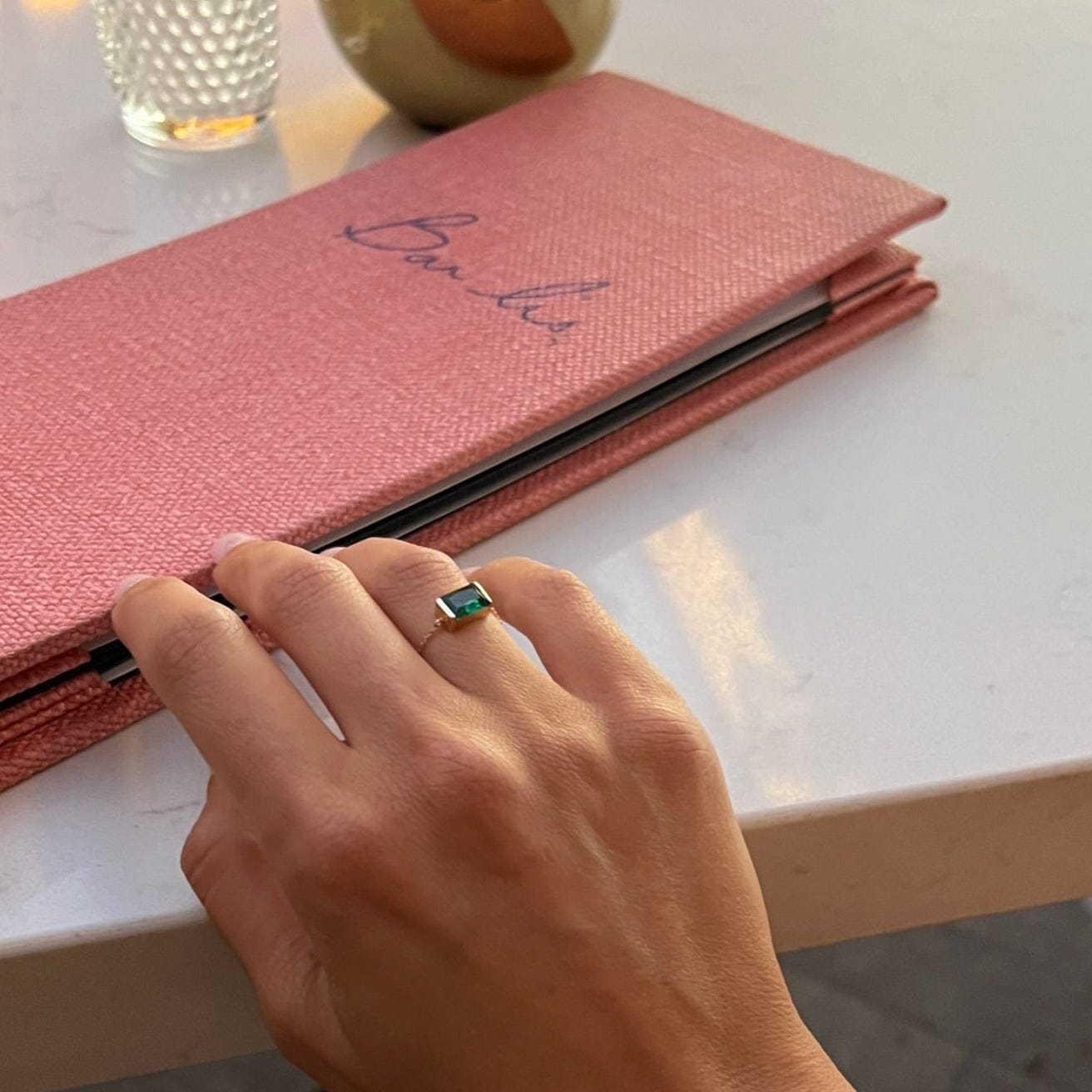 14K Emerald Chain Ring Rings IceLink-SVN