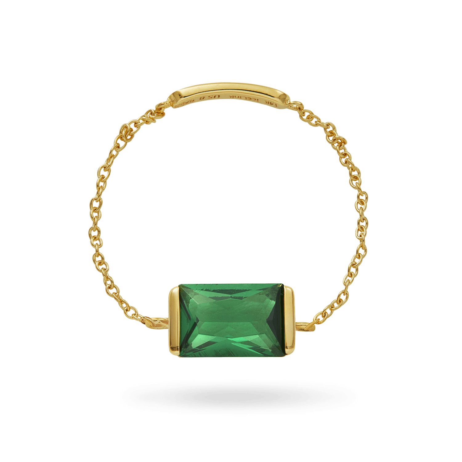 14K Emerald Chain Ring Rings IceLink-CAL 5  