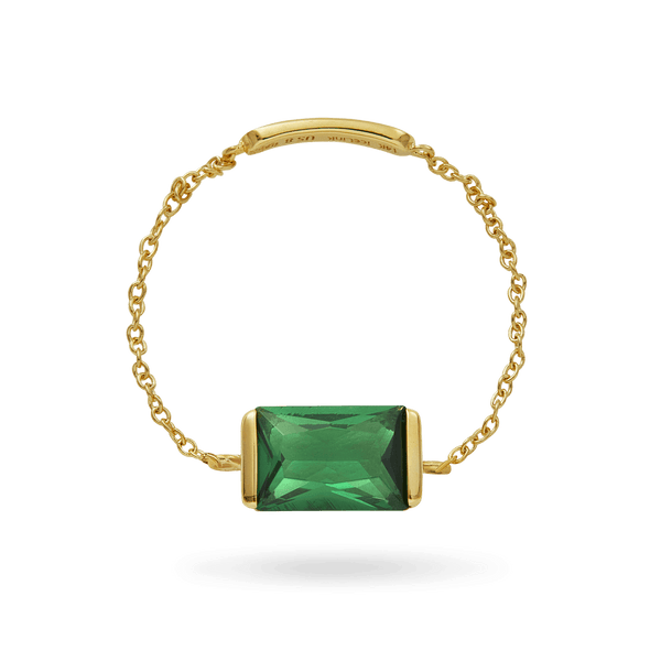 Ice Link 14K Emerald Chain Ring