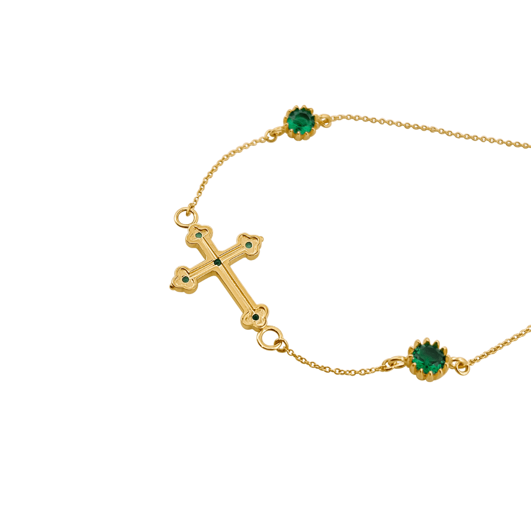 14K Emerald Cross Bracelet Bracelets IceLink-SVN