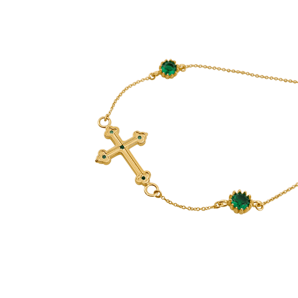 14K Emerald Cross Bracelet - IceLink