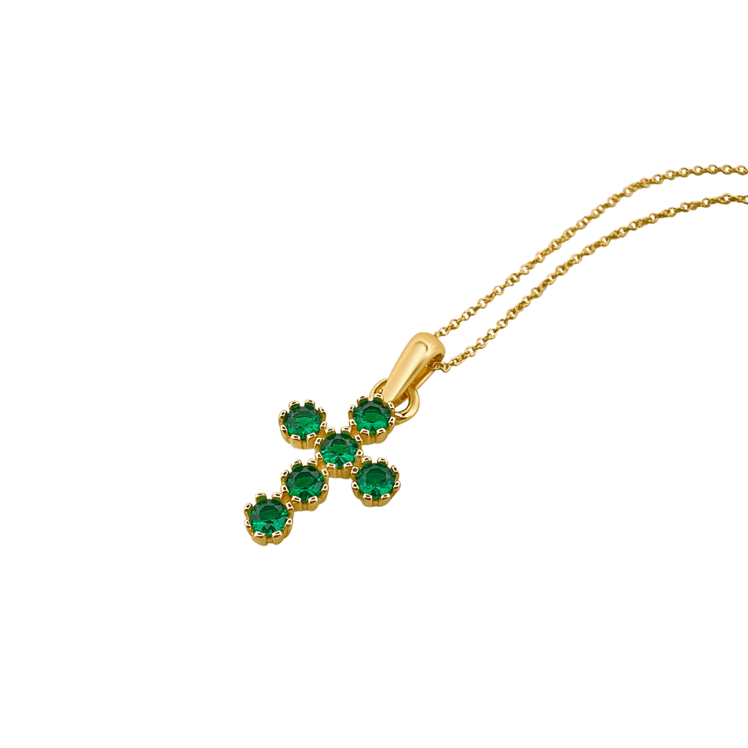 14K Emerald Cross Necklace Necklaces IceLink-SVN