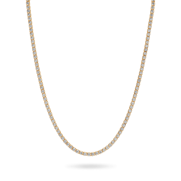 Luxury Tennis Necklace【3mm / GOLD】 3mm MOISSANITE Illusion Set Tennis Chain Necklace 14k Gold