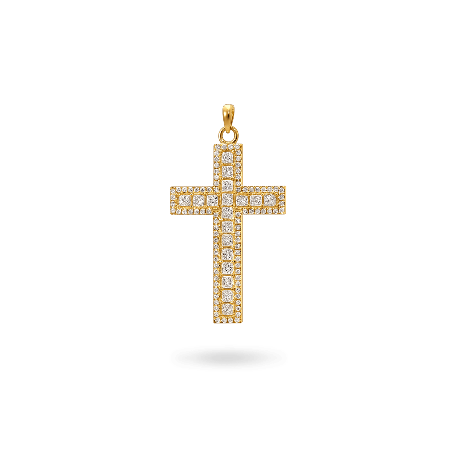 14K White Gold Diamond Circle and Cross Pendant