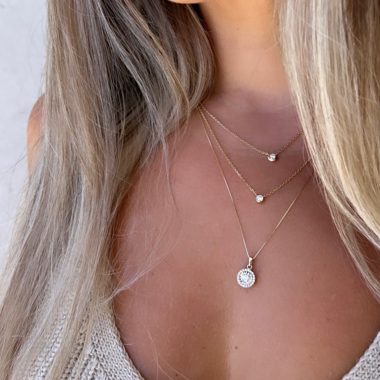 14K Lyla Diamond Necklace Necklaces IceLink-CAL 14K White Gold  
