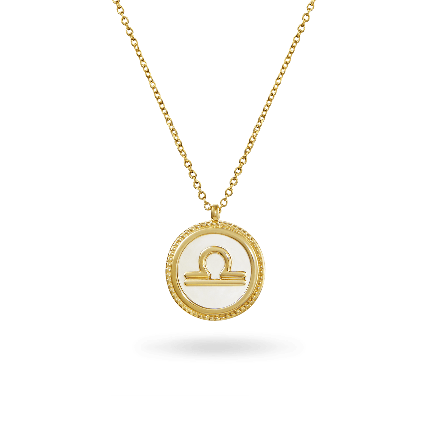 14K Mother of Pearl Zodiac Necklace Necklaces IceLink-CAL Libra (Sep 23-Oct 22)  